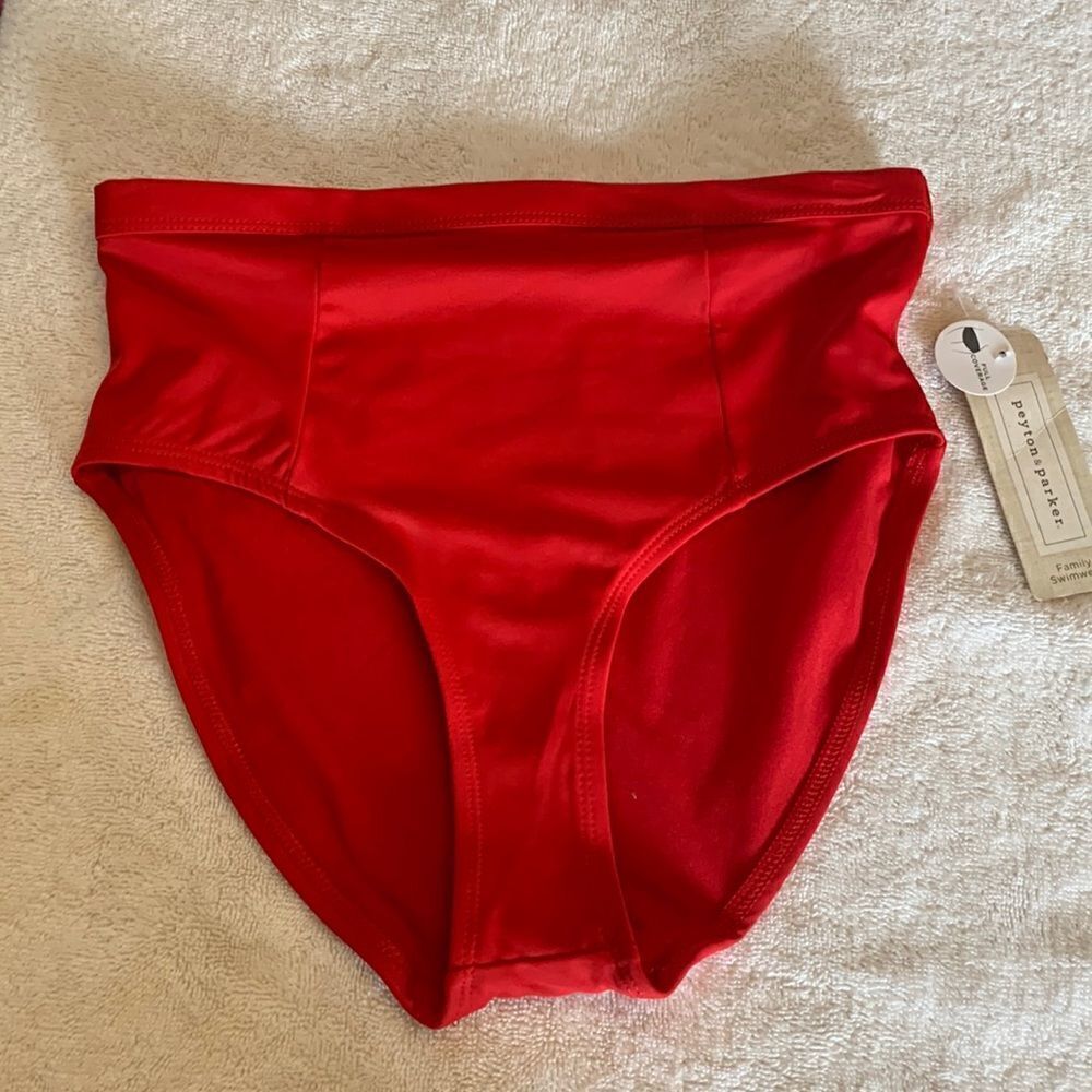 Peyton & Parker red high rise full coverage bikini bottoms NWT Size XS